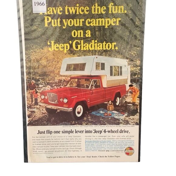 Vintage 1966 Jeep Gladiator Twice The Fun Ad Advertisement - Picture 2 of 3